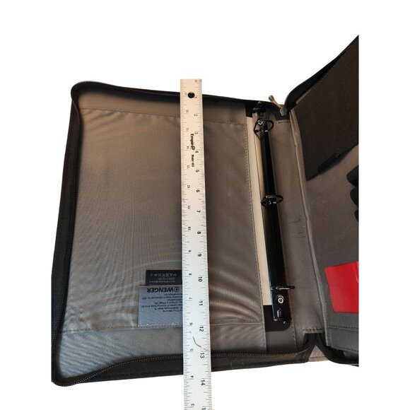 Wenger Slim Black Leather Executive Business Portfolio Briefcase With Zipper Clo - Picture 11 of 16